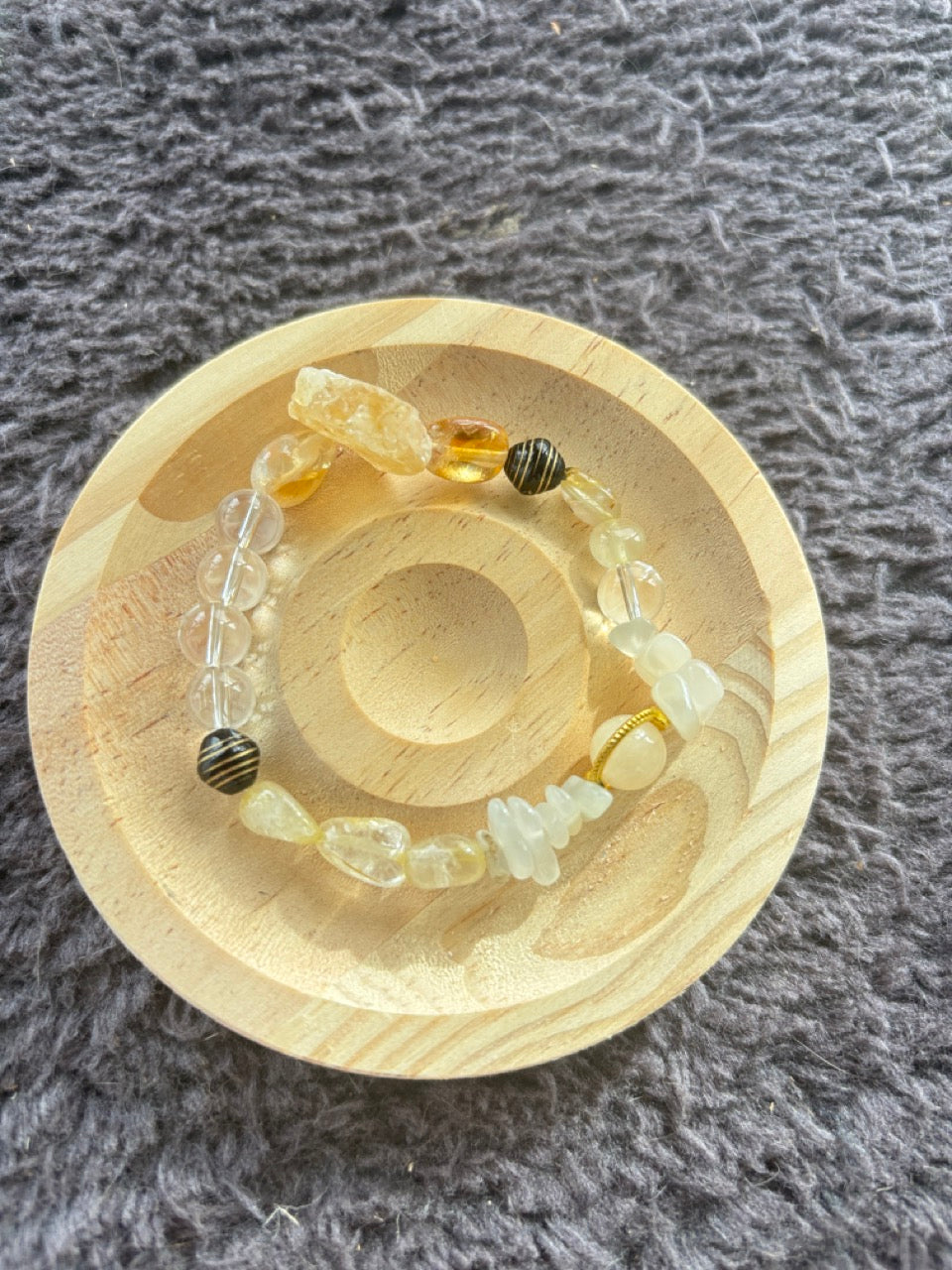 Citrine, Yellow Quartz, Moonstone and Crystal Bracelet