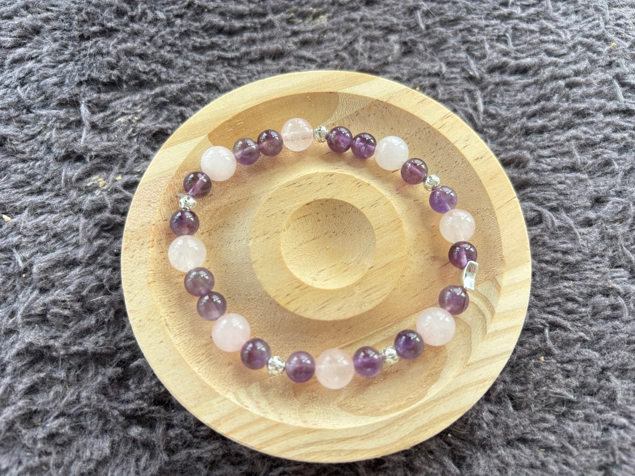 Amethyst and Pink Quartz Bracelet with Star Decoration