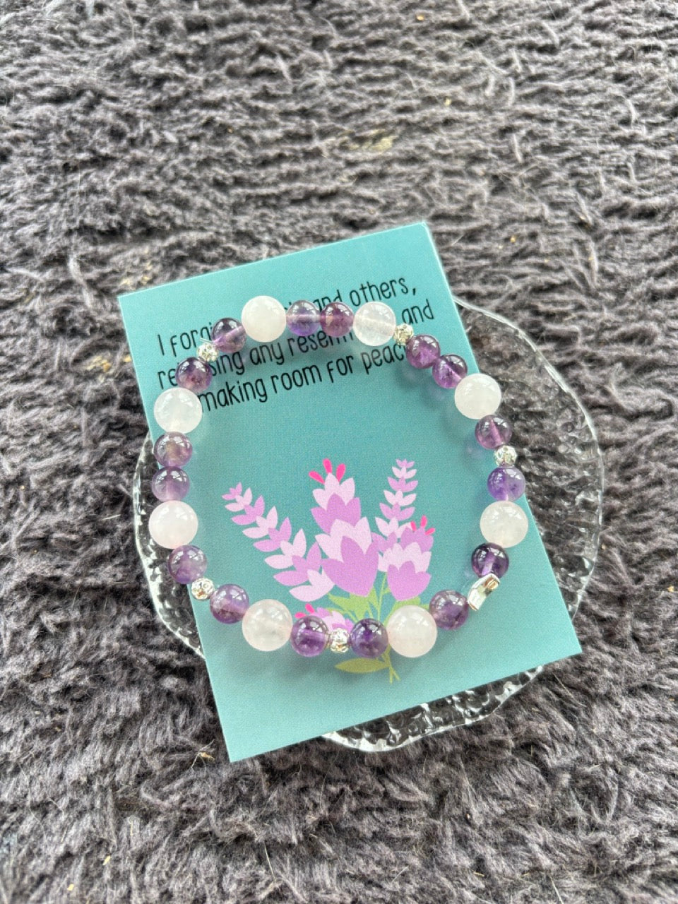 Amethyst and Pink Quartz Bracelet with Star Decoration