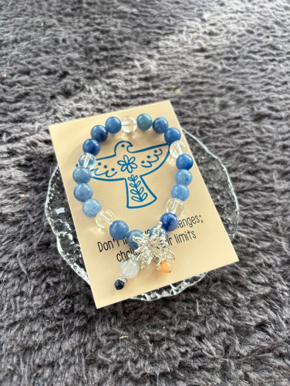 Blue Aventurine Bracelet with Butterfly Decoration