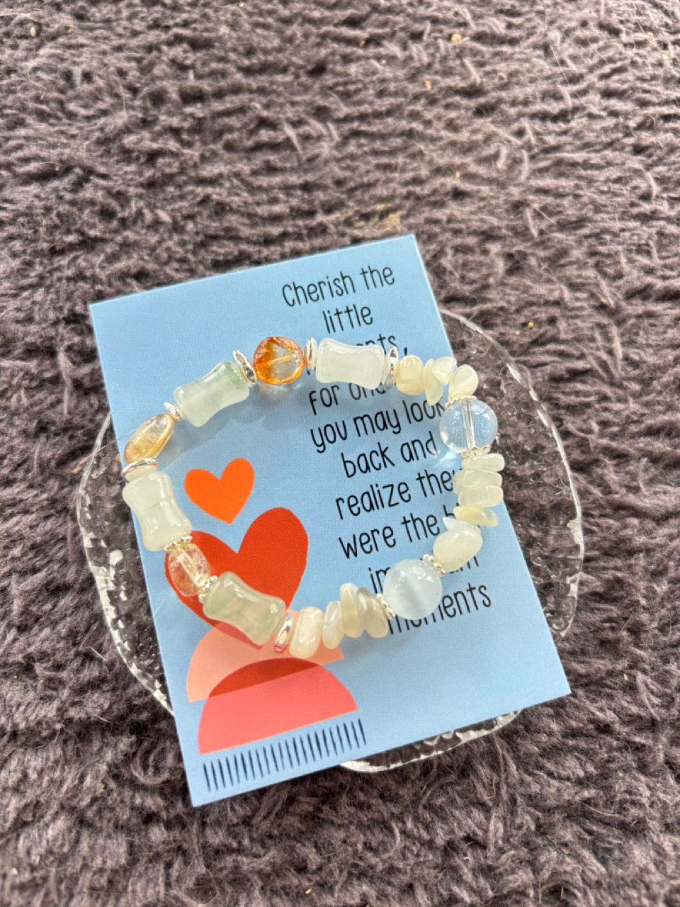 Bamboo Shape Jade, Moonstone and Citrine Bracelet