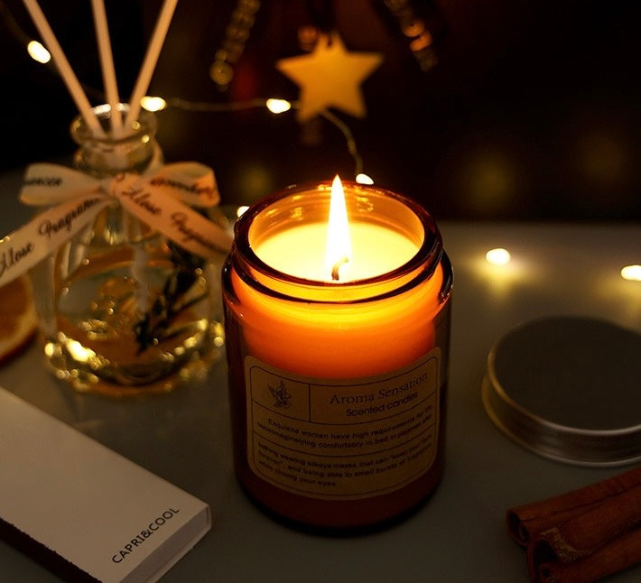 Winter Candles and Diffuser Set With Cinnamon & Dried Lemon Slices Decoration