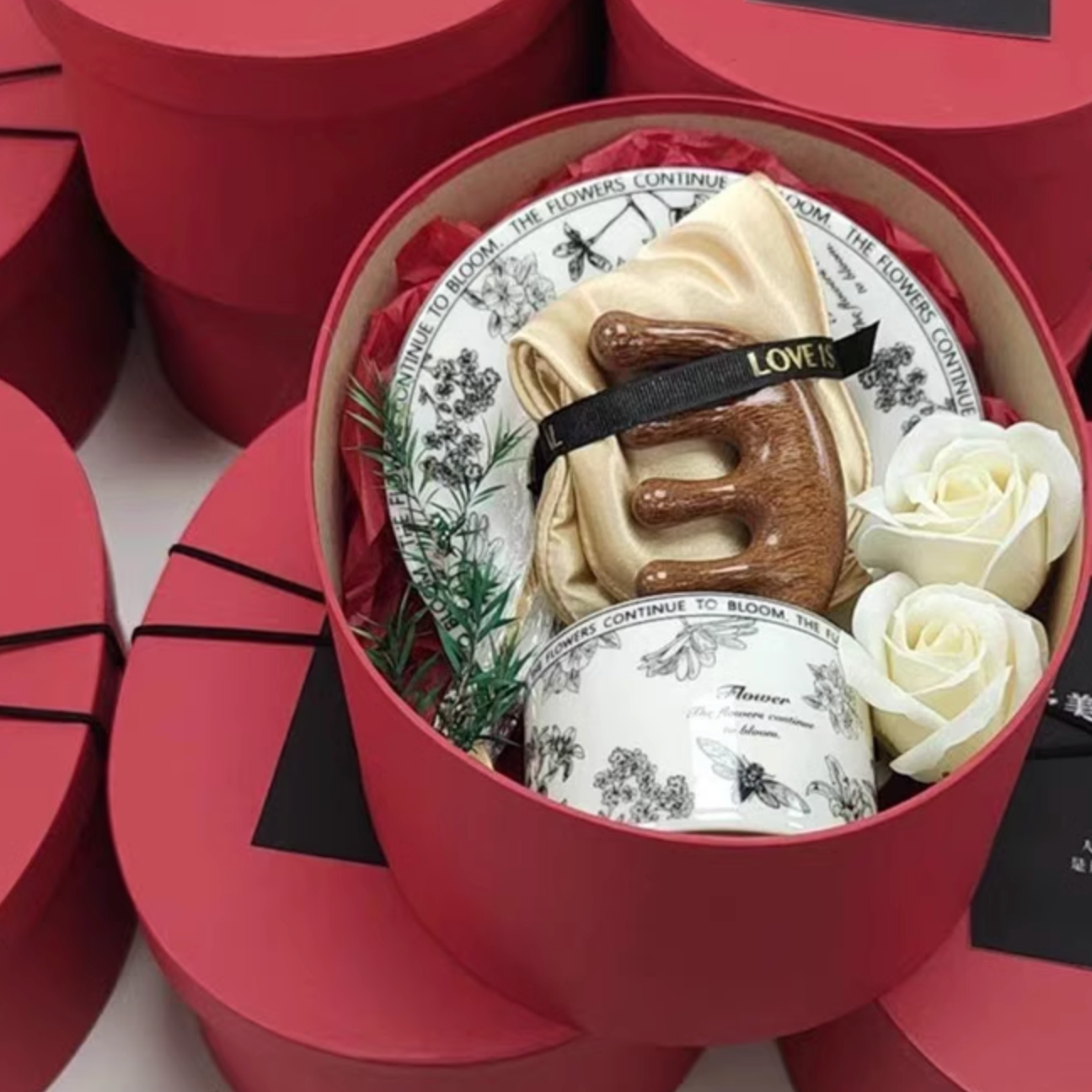 Luxury Tea Gift Box with Teaware Set, Silk Eye Mask, Sandalwood Comb, and Preserved Flower