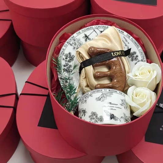 Luxury Tea Gift Box with Teaware Set, Silk Eye Mask, Sandalwood Comb, and Preserved Flower
