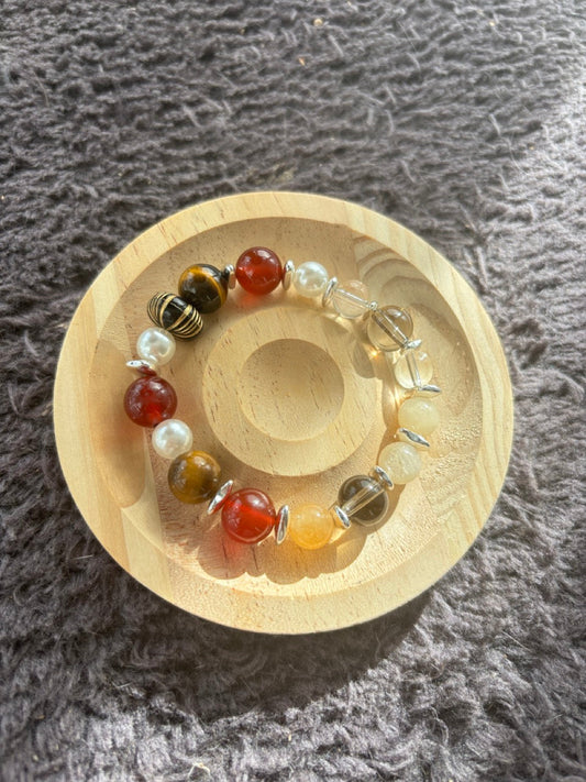 Red Agate, Tiger’s Eye, Smokey Quartz Bracelet
