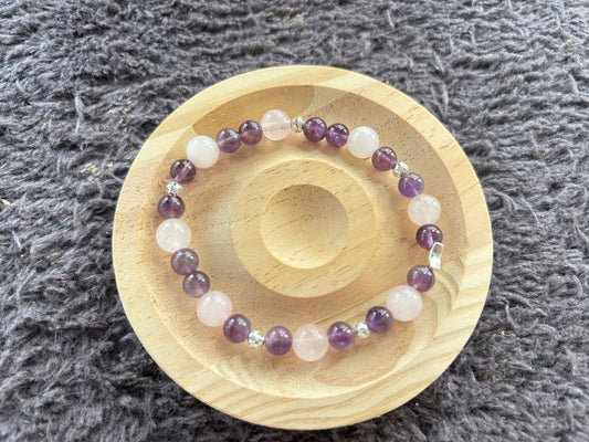 Amethyst and Pink Quartz Bracelet with Star Decoration