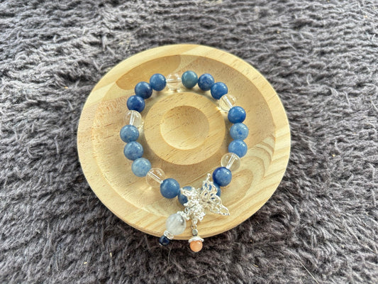 Blue Aventurine Bracelet with Butterfly Decoration