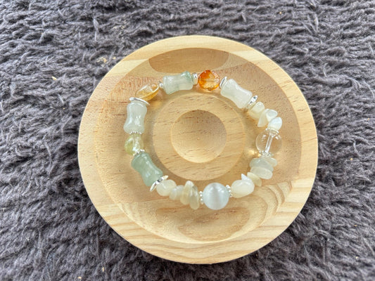 Bamboo Shape Jade, Moonstone and Citrine Bracelet