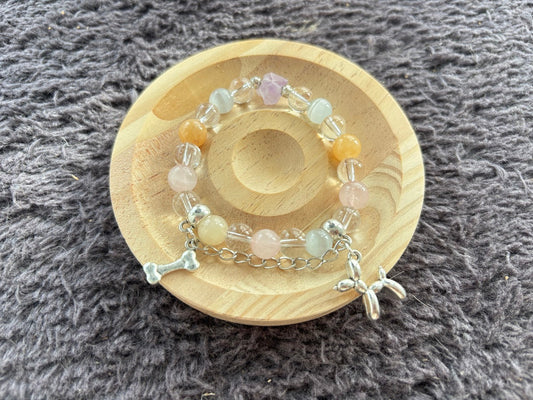 Pink Quartz, Amethyst, Citrine, Moonstone Balloon Dog Bracelet