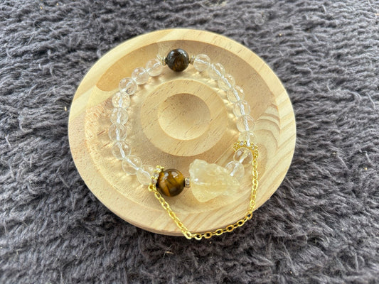 Tiger’s Eye, Crystal and Citrine Bracelet